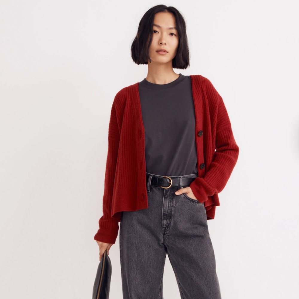 Madewell Cameron Ribbed cardigan in coziest yarn.